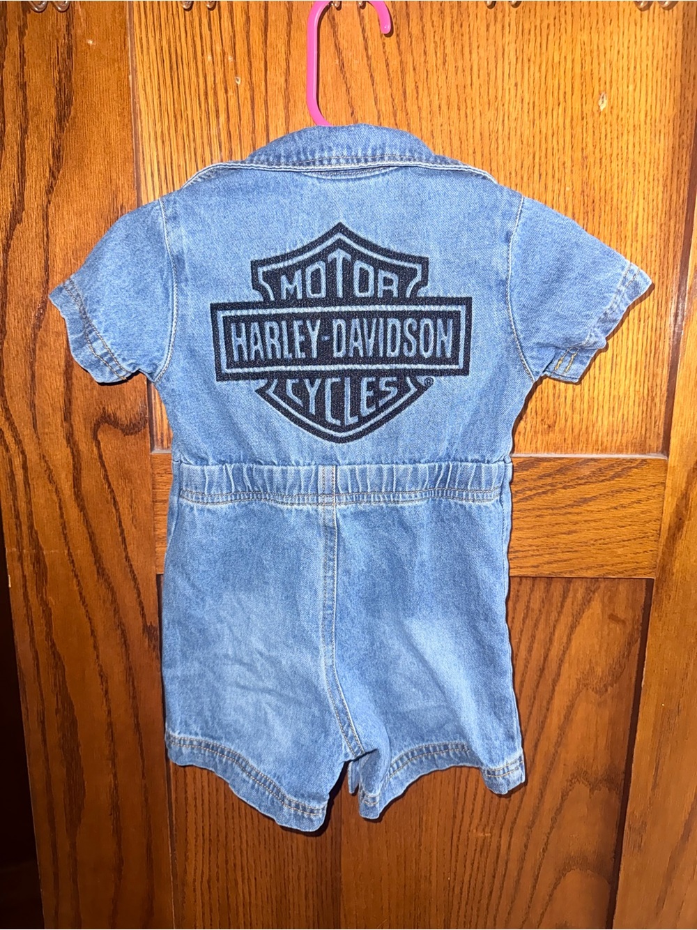 Harley-Davidson Denim Kids One-Piece Romper with Black Logo